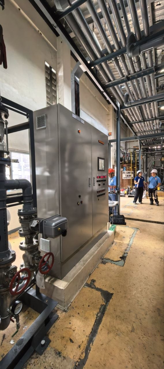 R and M control panel installed beside treatment plant piping